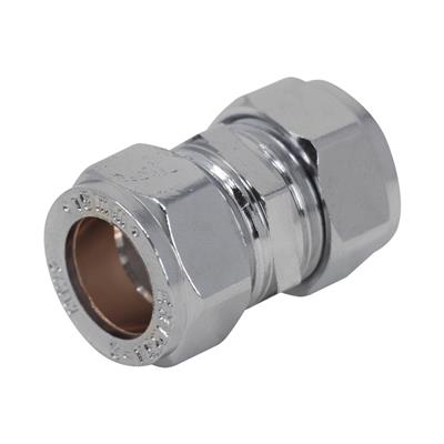 CHROME COMPRESSION 15mm STRAIGHT COUPLINGS