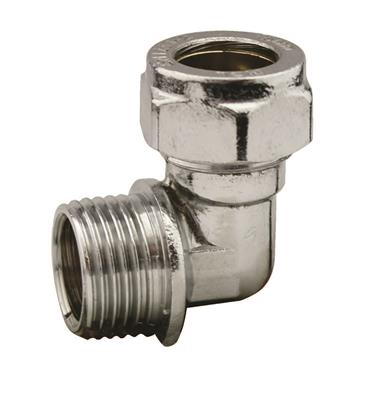 CHROME COMPRESSION 15mm x 1/2" ELBOWS MALE IRON