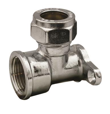 CHROME COMPRESSION 15mm x 1/2" WALL PLATE ELBOW